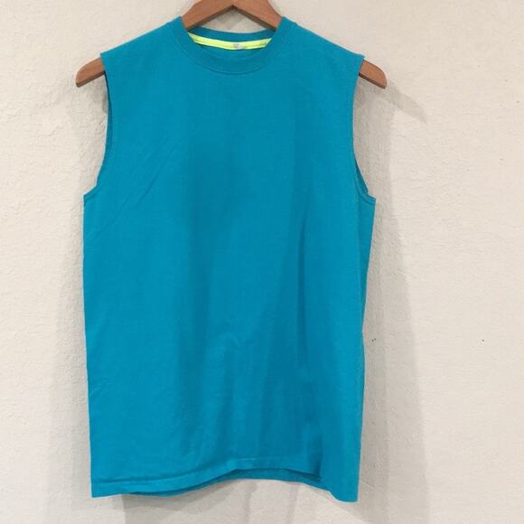 Fruit of The Loom Boy XXL 18 Shirt Blue Tank Top‎ 100% Cotton Sleeveless Summer - Picture 1 of 7